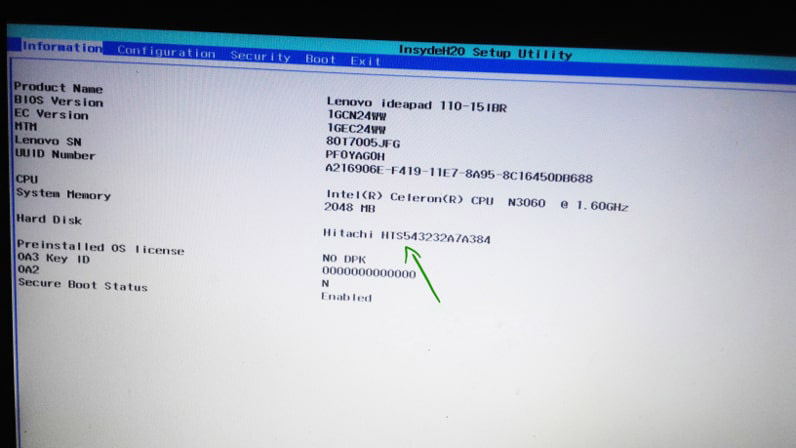 bios screen boot menu bios Lenovo ideapad 110