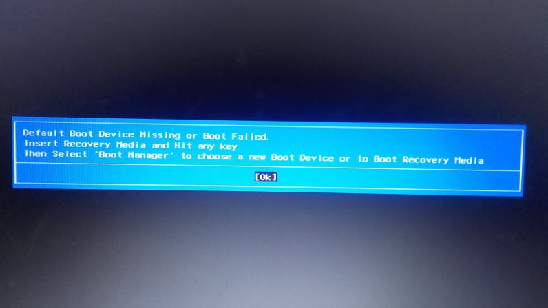 حل مشكلة Default Boot Device Missing Or Boot Failed في اجهزة اللاب